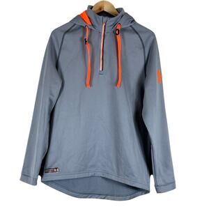 Under Armour Hoodie Mens M Gray Orange Combine Training Athletic Loose Fit